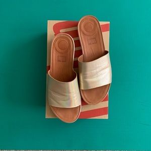 Fit Flops gold leather slides